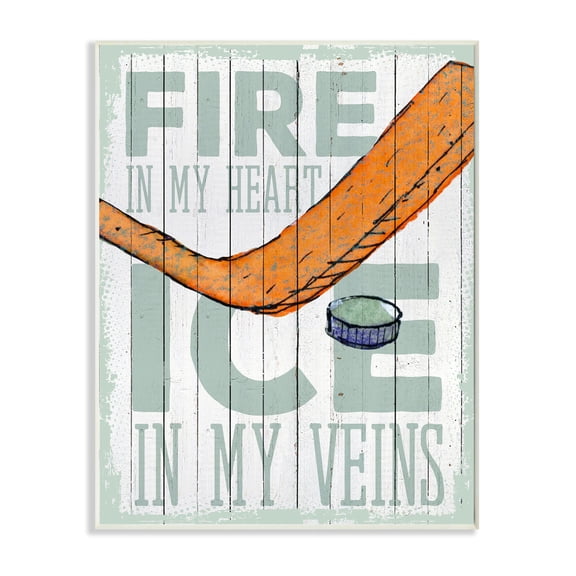 The Kids Room by Stupell Fire In My Heart Hockey Sports Word Design Wall Plaque by The Saturday Evening Post