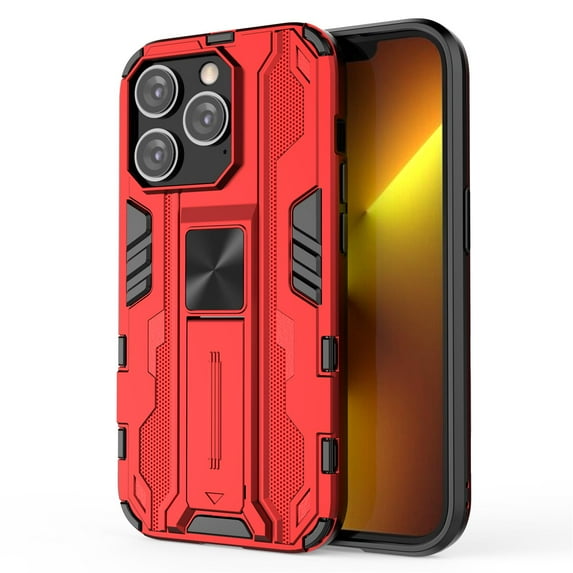 SaniMore for iPhone 14 Pro 6.1" 2022 Case with Hidden Bracket, Manetic Car Mount Hybird Heavy Duty Protective Tri-layer Shockproof Drop-proof Cover For iPhone 14 Pro 6.1" 2022, Red
