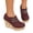 Red, variant on Women's Platform Wedge Casual Shoes Slip On Lightweight Mary Jane Shoes Comfortable Low Top Ankle Boots Black Size 9