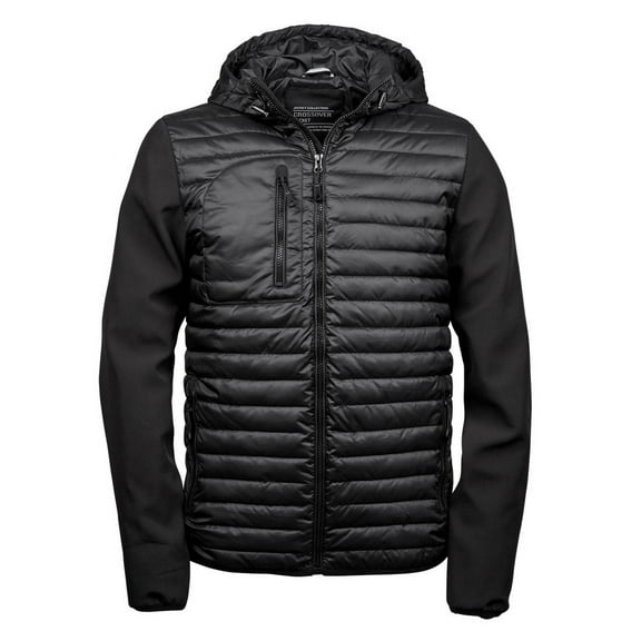 Teejays Mens Hooded Full Zip Crossover Jacket