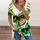 thumbnail image 2 of Elegante blusa estampada con cuello en V para mujer, camiseta suelta de manga corta con cremallera OAVQHLG3B Store  lin121212, 2 of 4