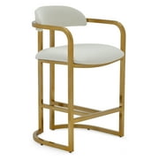 (Set of 4) MoDRN Glam Marni Metal Base Counter Stool, Multiple Colors