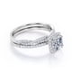 thumbnail image 3 of Juego de Anillos de Boda con Halo de Moissanita de Talla Cojín de 1,5 Quilates y Diseño Infinito con Pavé, Chapado en Oro Blanco de 18 K sobre Plata, 3 of 6