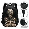 thumbnail image 3 of Zufioo Cyber Skeleton With Tattoos Print USB Backpack, Multi-Pocket Design Ergonomic Construction Travel Bag Work Bag, Unisex, 3 of 7
