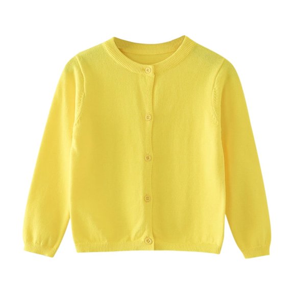 Mercatoo Toddler Girls Boys Button Front Cardigan, Ribbed Trim Crew Neck Sweater, Easy On/Off Layer for Chilly Days and Play