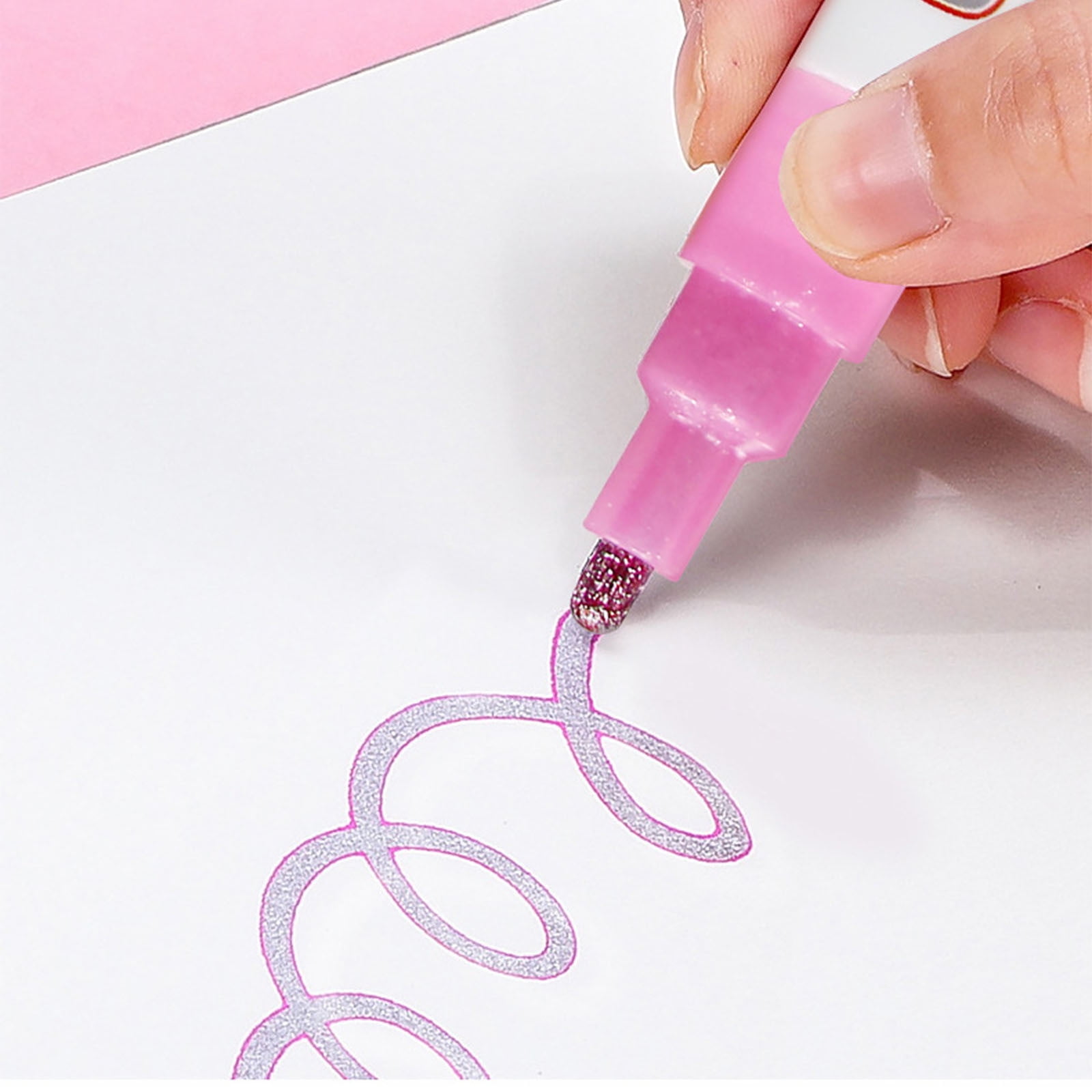 Weloille Double Line Outline Pens, 12 Colors Self-outline Metallic Markers, Shimmer Pens Set for Christmas Card Writing, Birthday Greeting, DIY Art Crafts