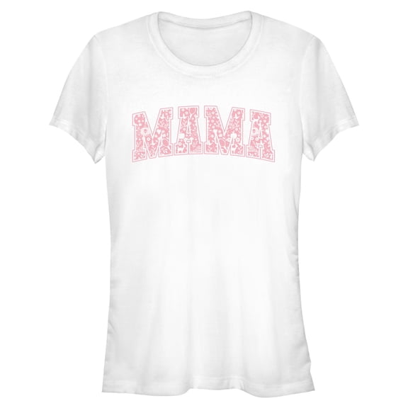 Juniors Disney Mama Collegiate Items Pattern T Shirt