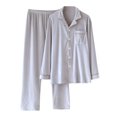 thumbnail image 2 of HaoXianJian Pajamas Long Sleeve Sleepwear Button Up Pjs for Men and Women Soft Warm Loungewear, 2 of 4