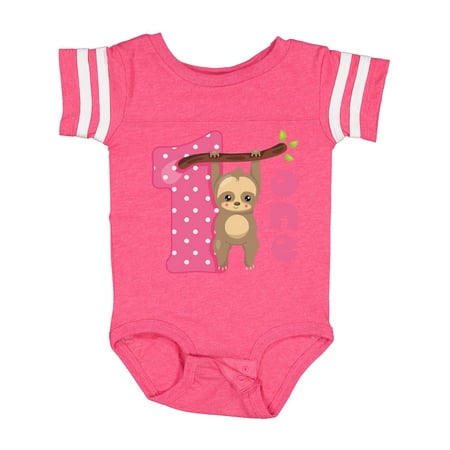 

Inktastic Pink Sloth 1st Birthday Girls Baby Bodysuit