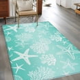 thumbnail image 2 of Area Rug for Living Room, Teal Ombre Coastal Non-Slip Indoor Large Carpet for Bedroom/Dining Room, Nautical Beach Starfish Coral Summer Washable Low-Profile Rectangle Floor Runner Rugs - 4 x 6 Ft, 2 of 8