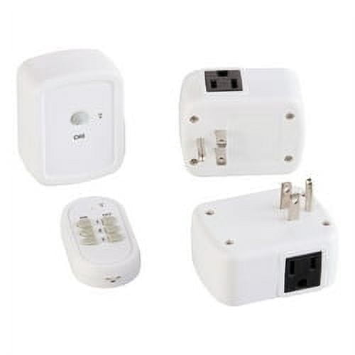 Indoor Wireless Outlets with Remote Control, White, 3 Count, by Holiday Time