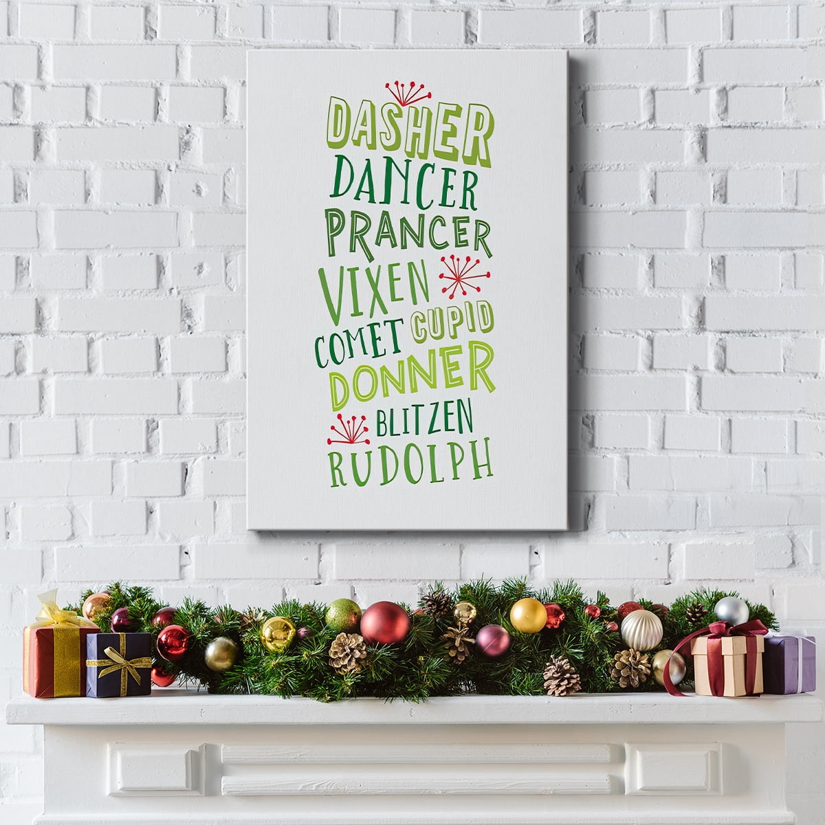 Reindeer Names - Green- Gallery Wrapped Canvas