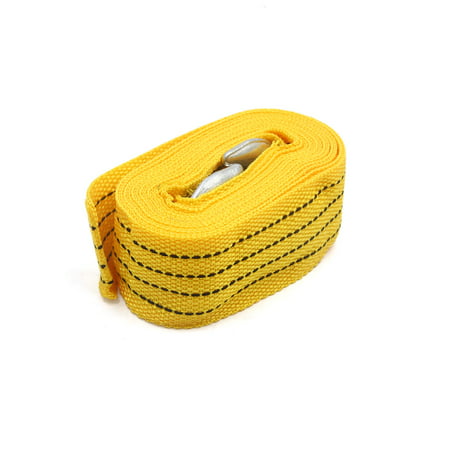 3 Ton 4M Length Yellow Emergency Towing Strap Rope w 2 Hooks for Car