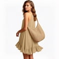 thumbnail image 5 of FRSASU Sundresses for Women Spaghetti Strap Ruffle Hem Short Flowy Casual Summer Beach Vacation Dresses Khaki, 5 of 9