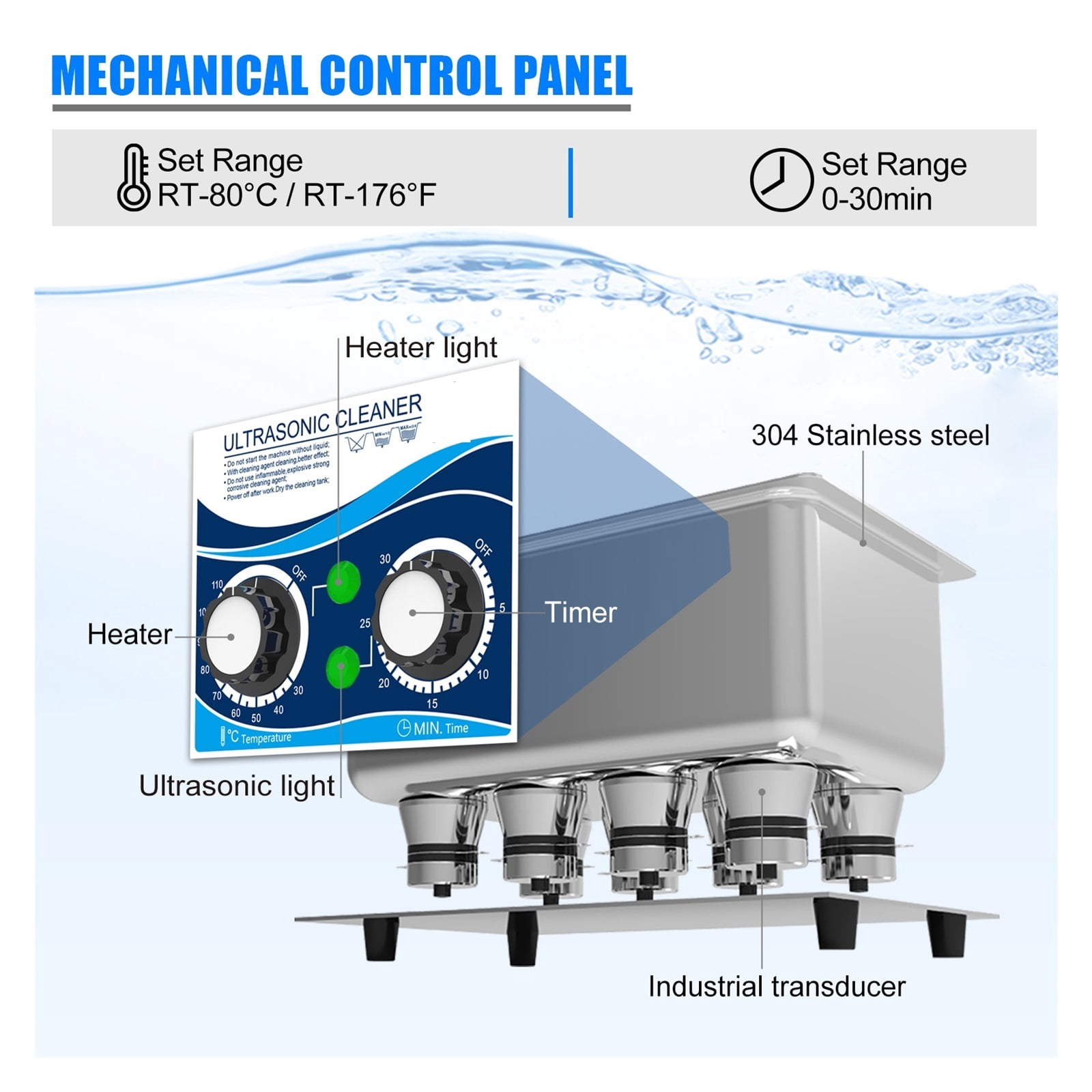 120W Ultrasonic Cleaner 1.3L Bath 0~30mins Timer With Heater Ultrasound For Watches Glasses Jewelry Home Parts
