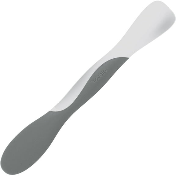 Tovolo Mini Scoop and Spread Tool for Kitchen Meal Prep White and Charcoal Gray, Small Sandwich Spreader Spatula for Peanut Butter Jelly, Silicone BPA Free Dishwasher Safe Scooper Spreader