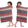 thumbnail image 4 of Red and Blue Christmas Knitted Pattern Hooded Bath Towel，50"x30" for Ages 3 To 12 Kids, Quick Dry Lightweight Soft Microfiber Hood Beach Towel Cover Up for Kids, 4 of 7