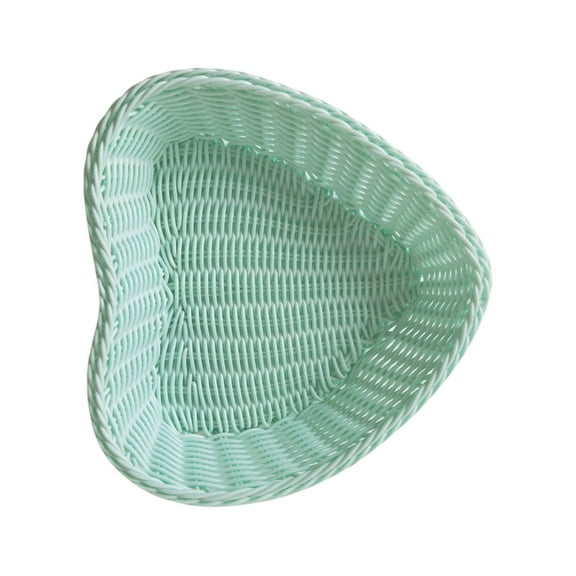 Qiweii Heart-Shaped Woven Rattan Storage Basket Plastic Wedding Candy Box Jewellery Desktop Organizer for Home