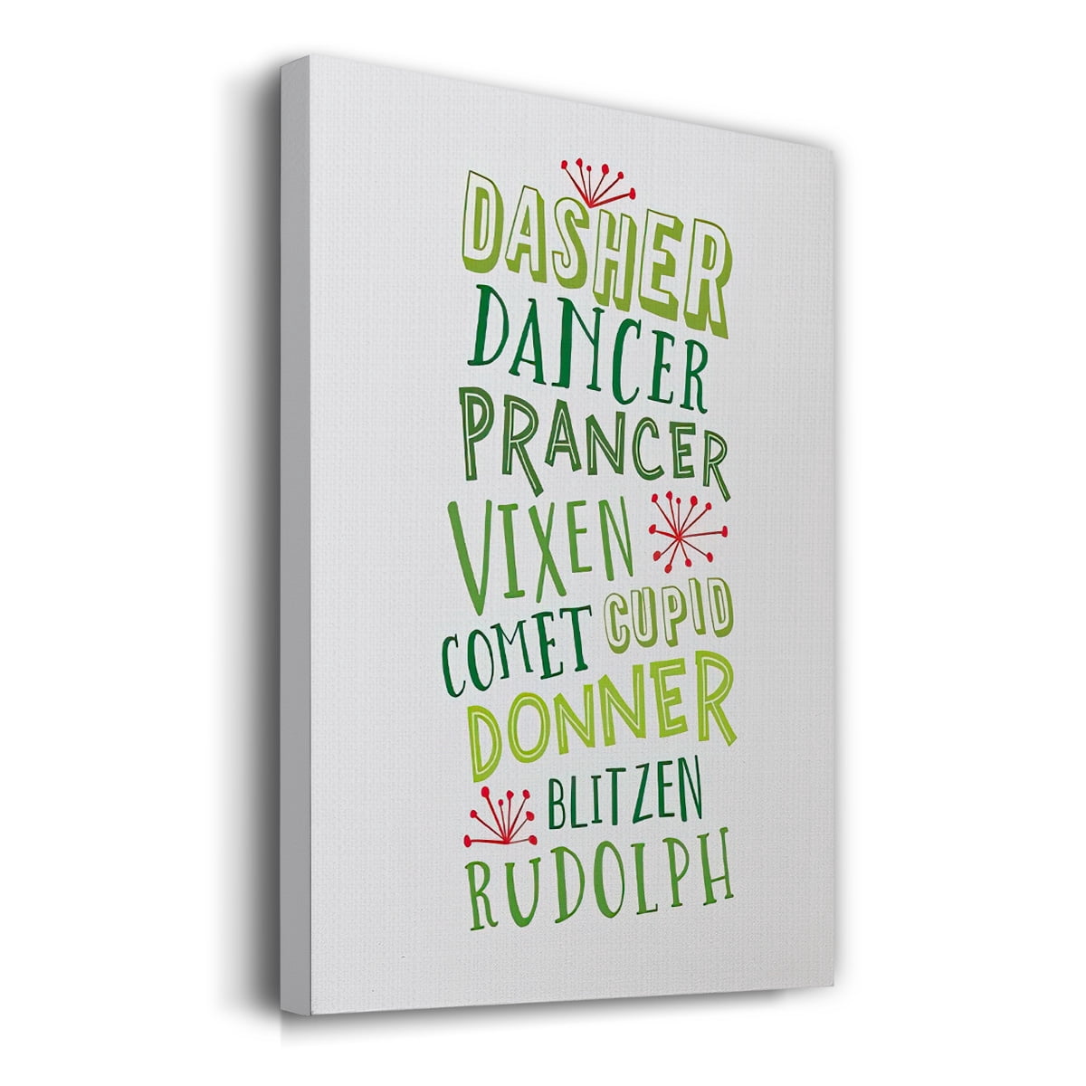 Reindeer Names - Green- Gallery Wrapped Canvas