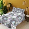 thumbnail image 2 of Ambesonne Music Emoji Fitted & Top Sheet Set with Sham, DJ Funny Face Trippy, Champagne Lilac and Grey, 2 of 5