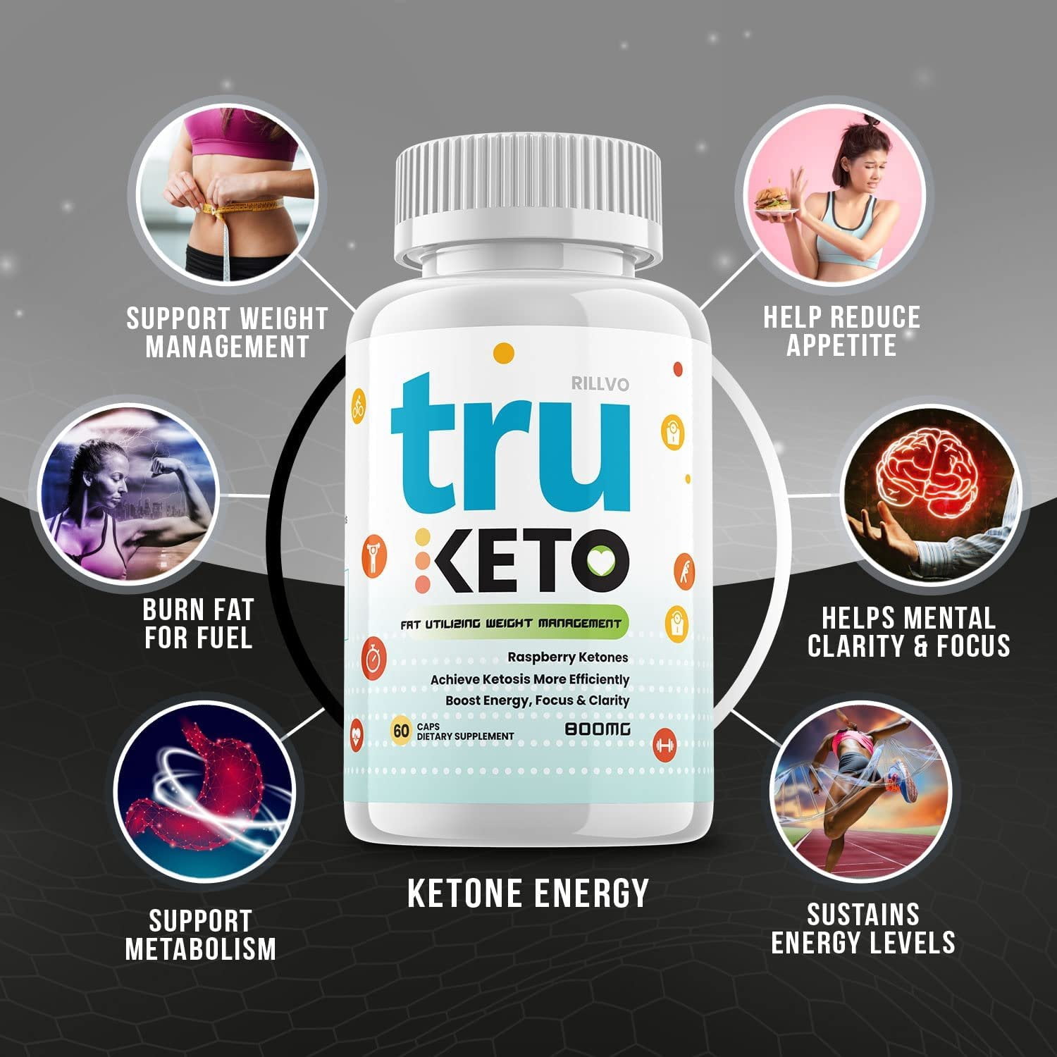 5 Pack Tru Keto Pills, Advanced Ketogenic Formula 300 Capsules