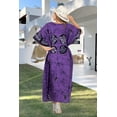 thumbnail image 3 of HAPPY BAY Women's Summer Batik Caftan House Dashiki Dress Kaftan Loungewear Nightshirts for Women Sleepwear 2X-3X Purple, Floral, 3 of 5