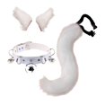 thumbnail image 2 of Conjunto de orejas y cola falsas para cosplay, collar con cascabeles, tocado Blanco, 2 of 9