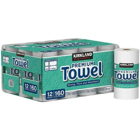 Fiorenzo Bundle Compatible With Kirk-Land Signature Premium Paper Towels, Strong Thick And Absorbent Bulk Paper Towels 12 Rolls, 160 Sheets Per Roll 2-Ply