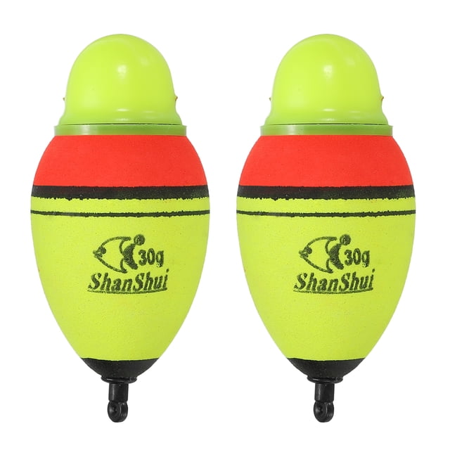 Unique Bargains 1oz Lighted Fishing Slip Bobbers EVA Green Red LED Light Up Fishing Float, Yellow, 2 Pack