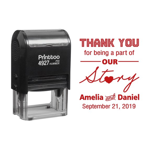 Printtoo Personalized Red Self Inking Thank You For Being A Part Of Our Story Wedding Favor Stamp Custom Rubber Stamper-60 x 40 mm