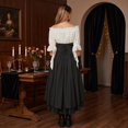 thumbnail image 6 of Renaissance Costume Women, Victorian Dress, Women Renaissance Costume Medieval High Waisted Skirt Set | 2 Piece Victorian Set,Off Shoulder Collar,Flared Sleeves,Skirt Length Up to Ankle, Black L, 6 of 6