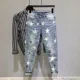 thumbnail image 2 of Pantalones vaqueros elásticos con estampado de estrellas para hombre, pantalones vaqueros para hombre, estilo hip hop, elásticos, moda 2024, holgados, estilo coreano, talla grande, 2 of 5