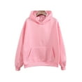 thumbnail image 1 of Innerwin Chandails à Capuche en Molleton à Manches Longues pour Femmes Hauts à Capuche Automne Couleur Unie Coupe Ample Chandail Rose m, 1 of 2