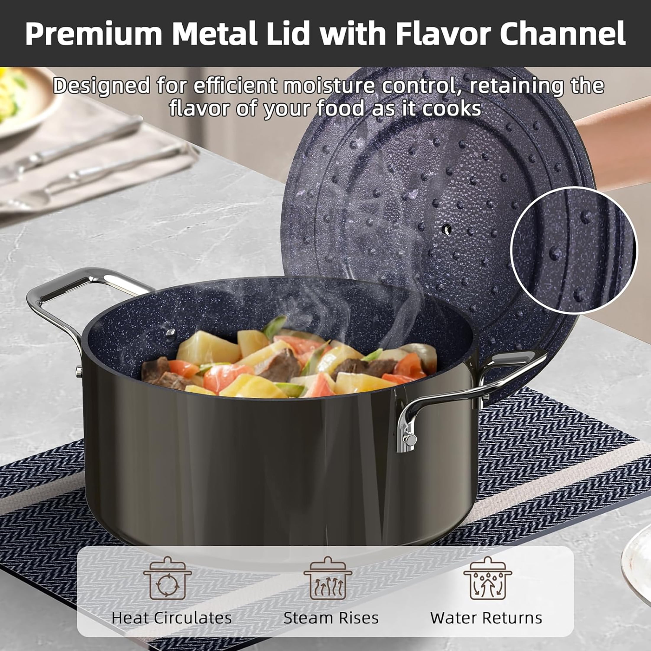Nuwave Lux Pots and Pans Set Ultra Nonstick, Healthy G10 Duralon Ceramic Coating 13pc Forged Lightweight Cookware Set, Stay-Cool Handles, Works on All Cooktops & Oven, Black Coffee