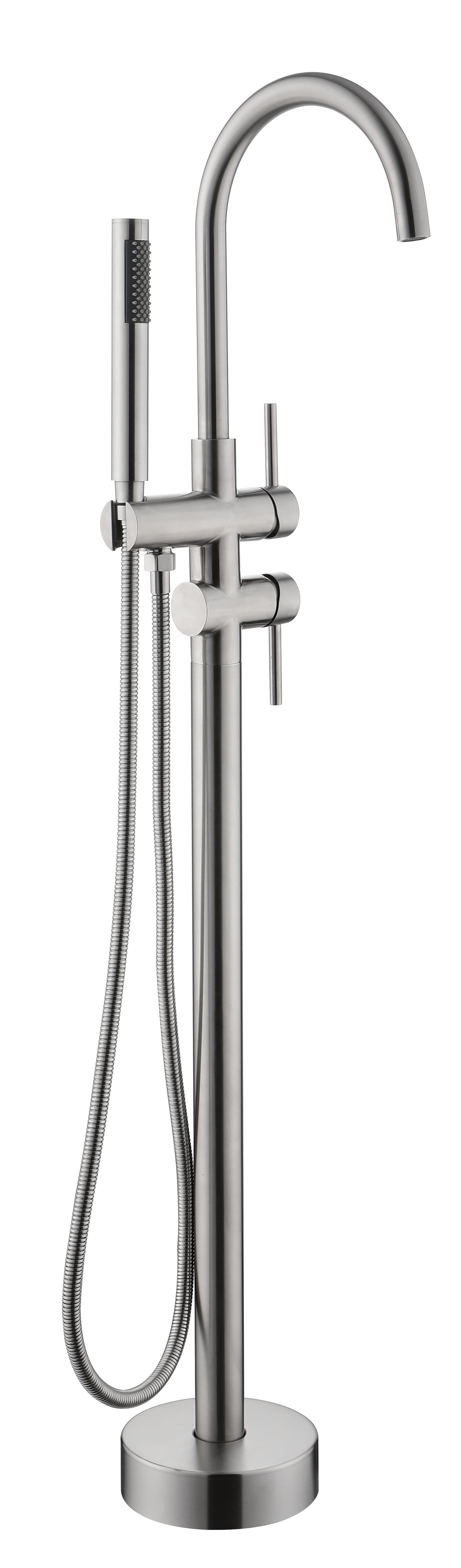 Mount Bathtub Faucet Freestanding Tub Filler Brushed Nickel Standing