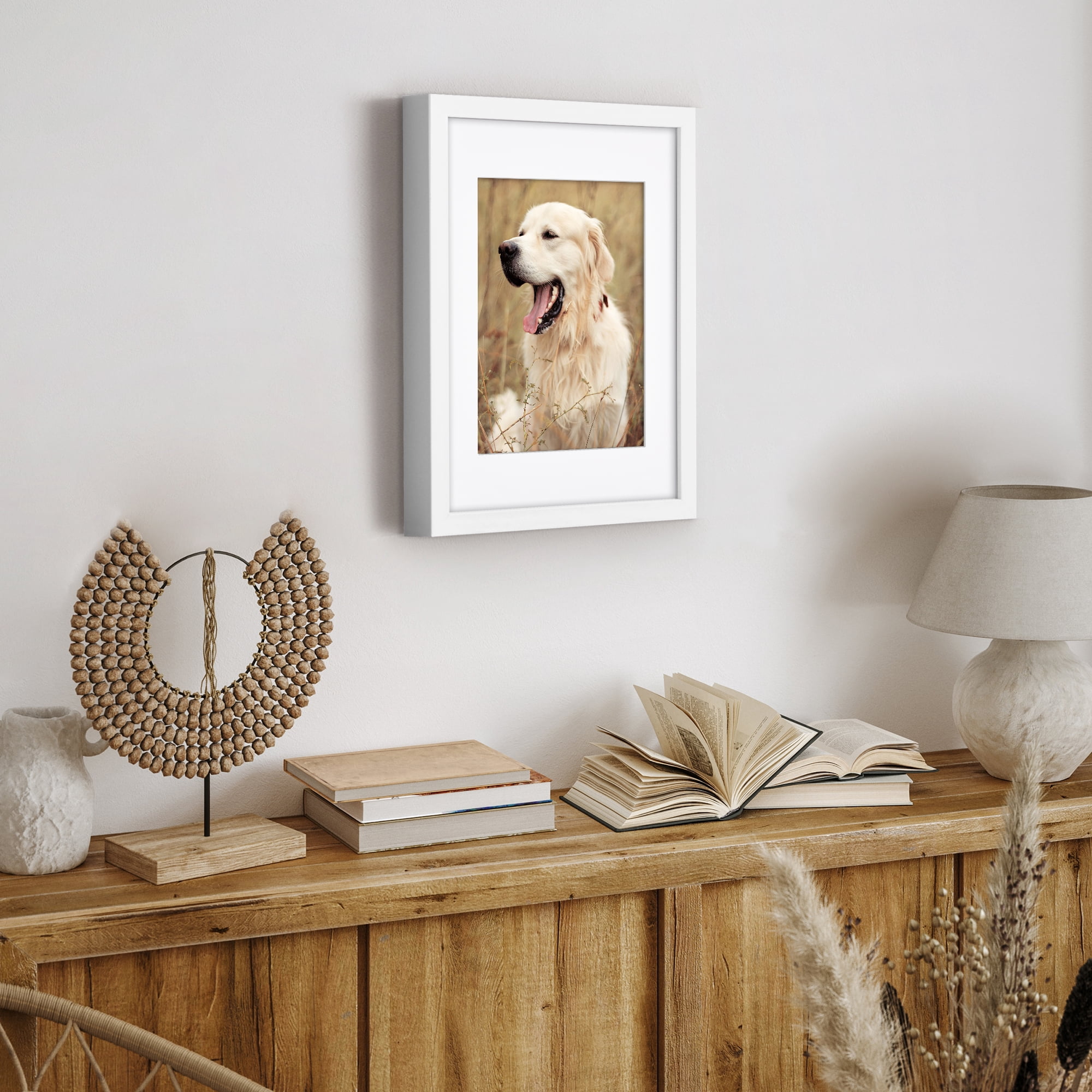 Americanflat 11x14 Picture Frame with Shatter-Resistant Glass with 8x10 Mat Display Photo Soho Deep - White