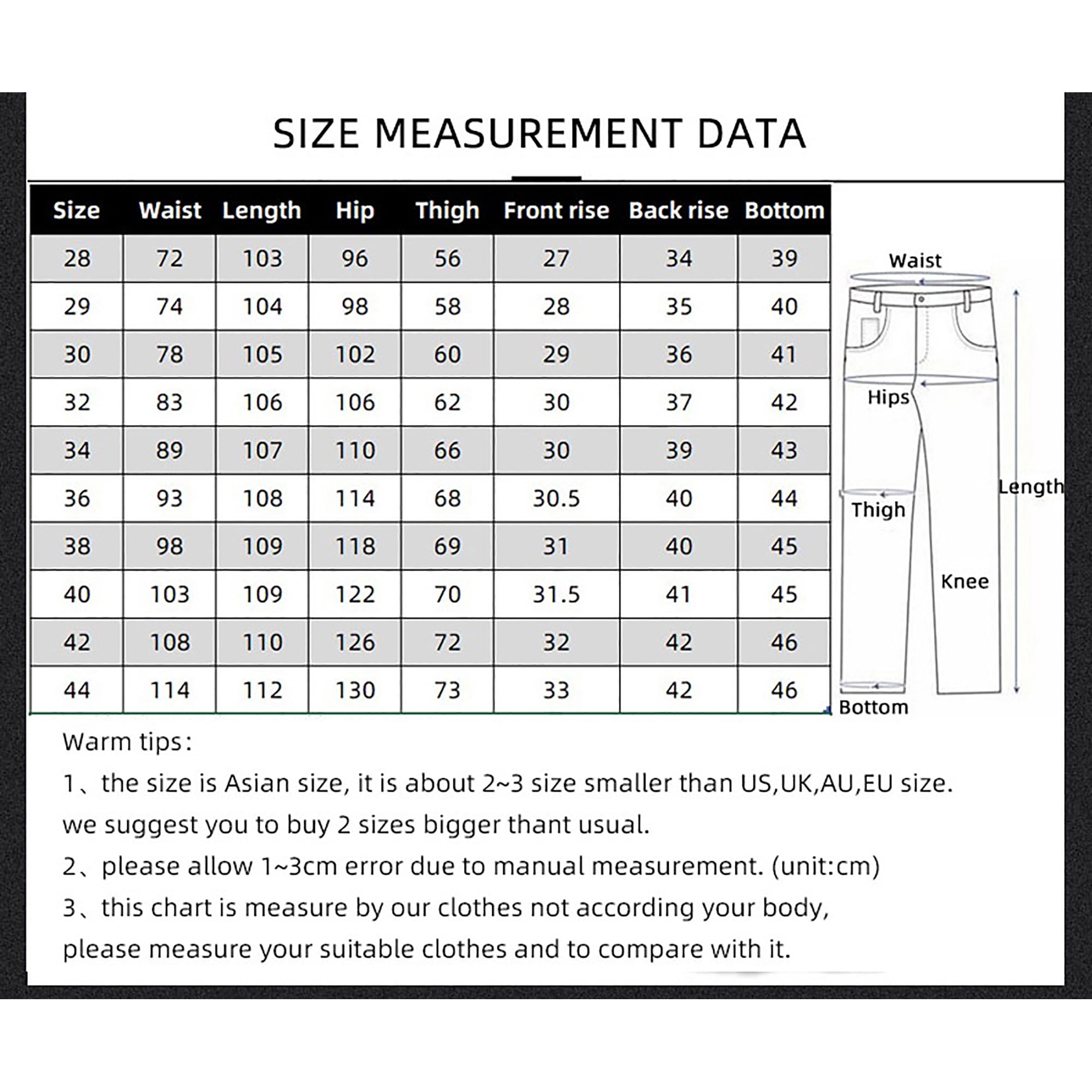 Xxl Size 44 Pants In Cm Measure Eu 44 To Us Pants Plus Size Jeans Men