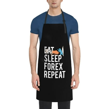 

Eat Sleep Forex Repeat Apron Waterproof Aprons For Women with Pockets Unisex Adjustable Aprons For Cooking Kitchen