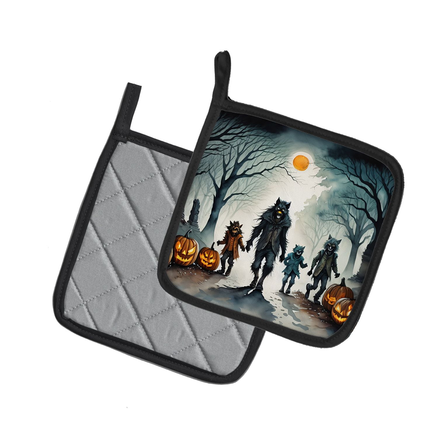 Halloween Pair of Pot Holders 7.5x7.5 Inch Heat Resistant Kitchen Decor