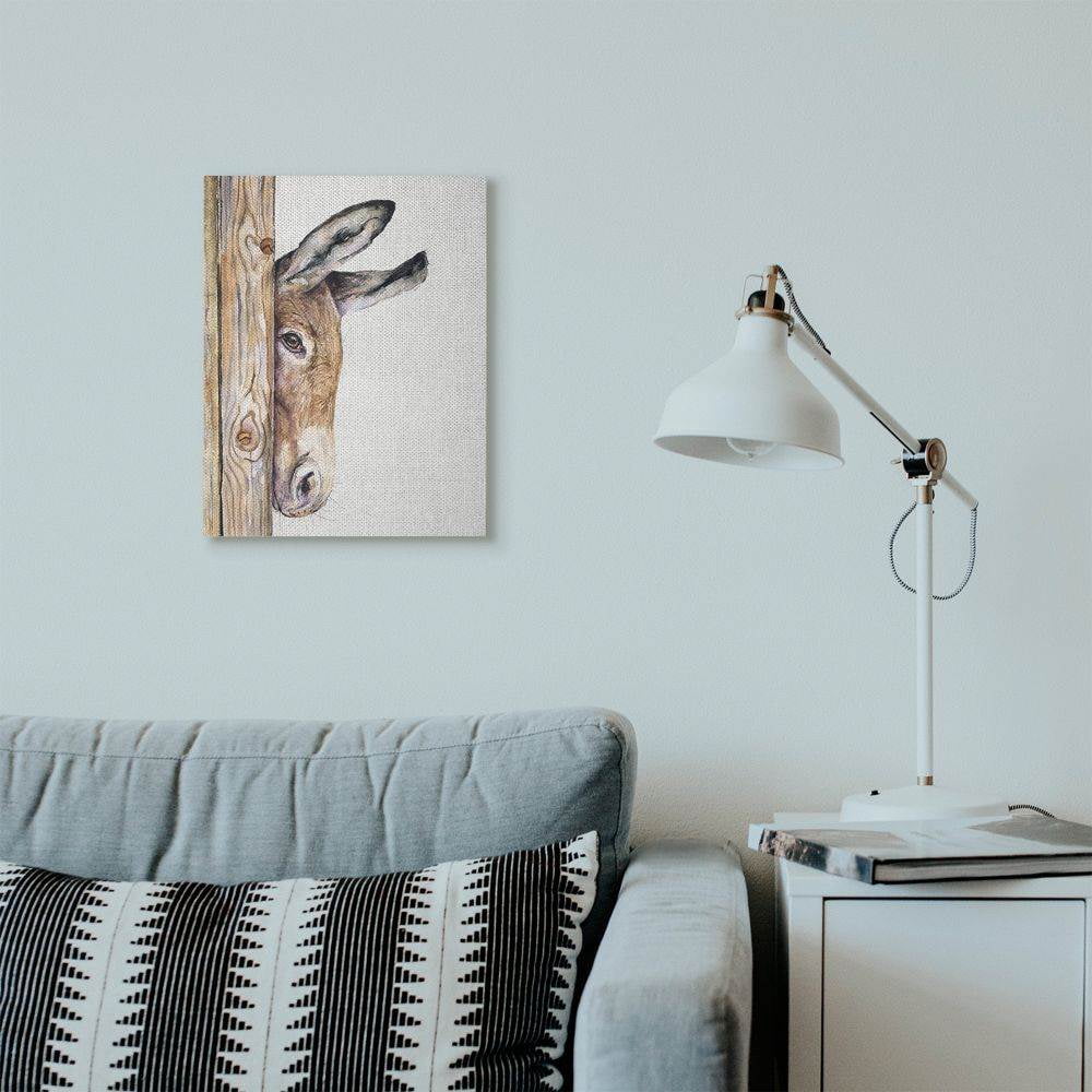 Stupell Industries Cute Baby Donkey Animal Brown Watercolor Painting Canvas Wall Art by George Dyachenko