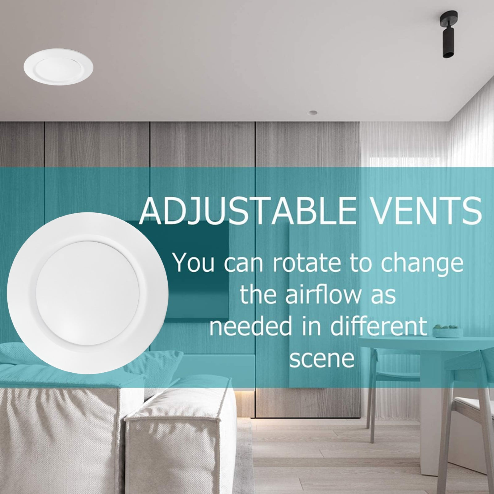 Adjustable Air Vent Covers Round Ceiling Vent Bathroom Extractor Fan Vent Cover Ø100Mm