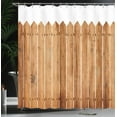 thumbnail image 4 of Ambesonne Geometric Shower Curtain, Wood Triangle Stripe, 69"Wx70"L, White Brown, 4 of 5
