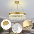 thumbnail image 6 of EAYSG Modern Crystal Chandelier, Round Crystal Gold LED Hanging Ceiling Light Adjustable Height, 3-Way Dimmable Pendant Lights Fixture 23.6 inch, 6 of 7