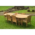 thumbnail image 2 of Grade-A Teak Dining Set: 6 Seater 7 Pc: 118" Oval Table And 6 Wave Stacking Arm Chairs Outdoor Patio WholesaleTeak #51WV2607, 2 of 7