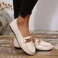 thumbnail image 6 of Dweltoz Women's Leather Loafers Business Casual Comfort Work Office Flats Lightweight Slip-Ons Retro Ballet Flats,Beige 41, 6 of 9