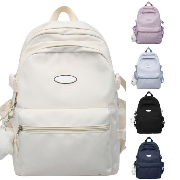 CUZIBR Student Backpack Adult Camping Travel Large Capacity Solid Color Casual School Rucksack For Girls Lightweight Travel Daypack Simple Bookbag