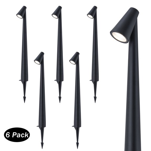 C Cattleya 6-Pack 4W Low Voltage Matte Black Aluminum LED Outdoor Landscape Path Lights