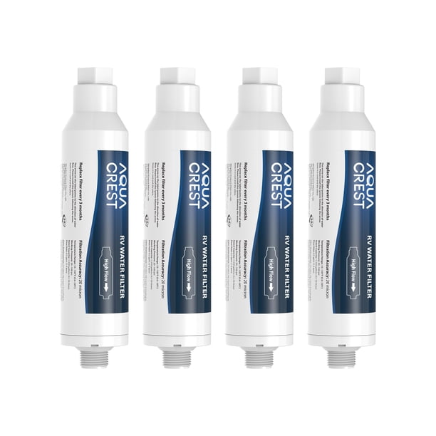 Filtro de agua AQUA CREST para RV, en línea, paquete de 4, certificado NSF