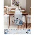 thumbnail image 6 of Table Runners 120 Inches Long Dress Scarves, Christmas Coastal Farmhouse Coffee/Dining/Kitchen Table Runner for Living Room, Blue Snowman Pine Tree Starfish Coral 13x120 Inch, 6 of 7