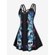 thumbnail image 1 of Vestido Talla Extra Plisado Cruzado Estampado Cráneo y Mariposas Rosegal  Vestidos casuales de talla grande, 1 of 5